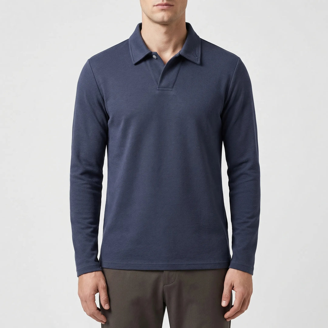 Polenzo - Long Sleeve Polo Collar Sweater