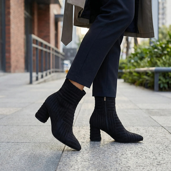 Poyntex - Pointed Toe Block Heel Ankle Boot