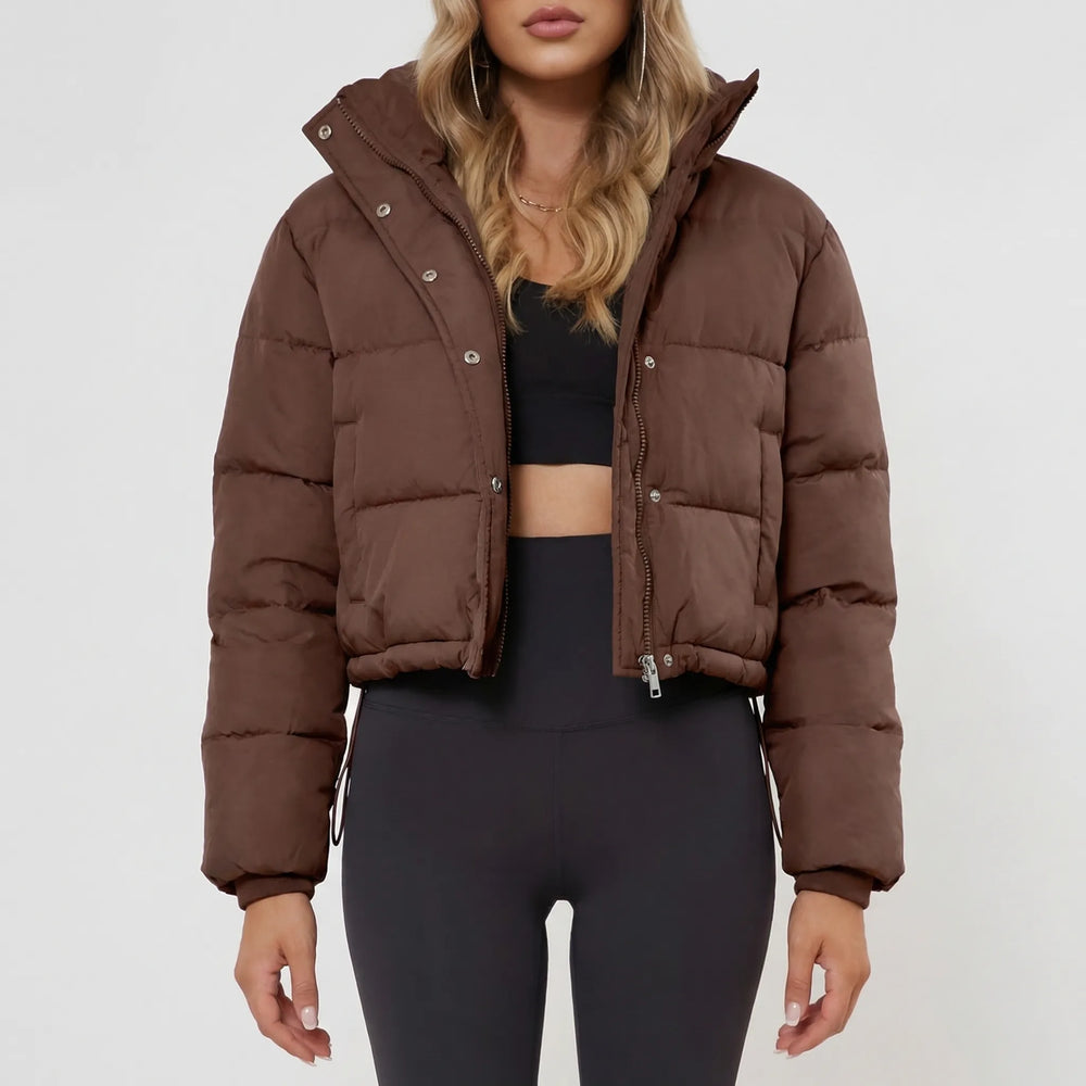 Puffrova - Cropped Hooded Puffer Jacket For Women