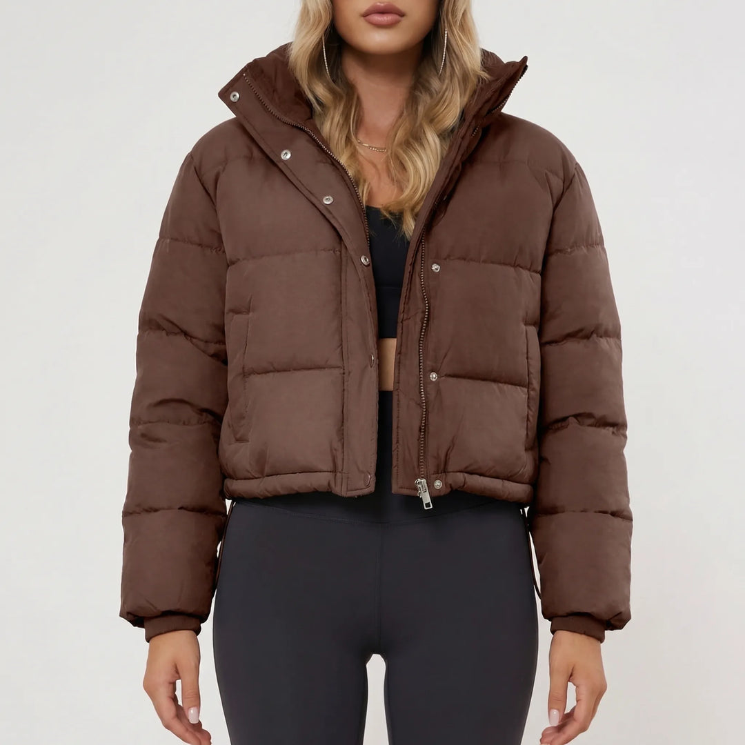 Puffrova - Cropped Hooded Puffer Jacket For Women