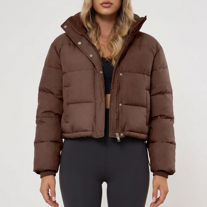 Puffrova - Cropped Hooded Puffer Jacket For Women