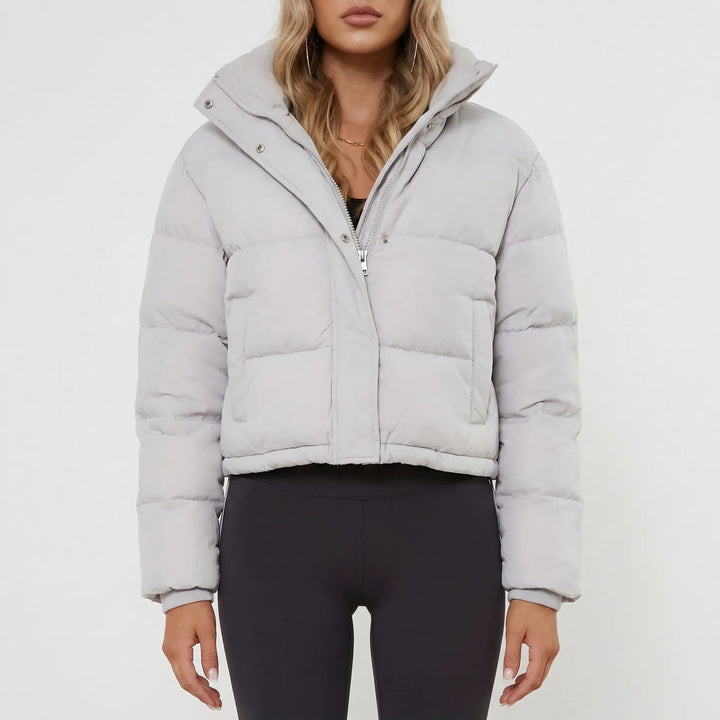 Puffrova - Cropped Hooded Puffer Jacket For Women