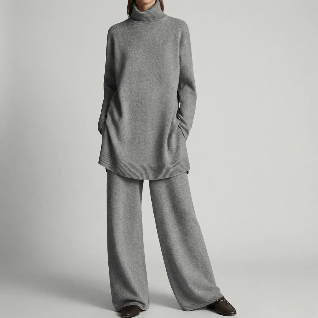 Pullova - Turtleneck Sweater And Wide-Leg Pants Set