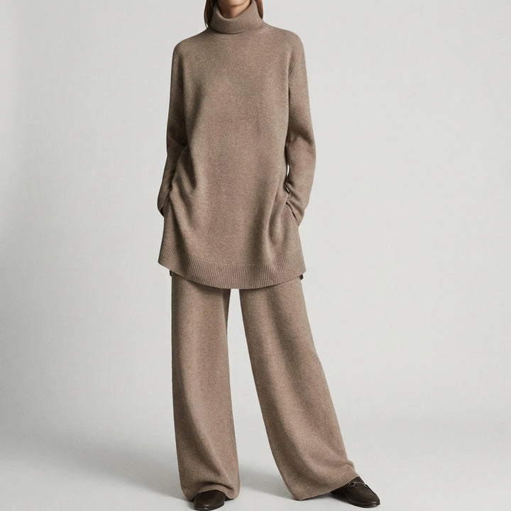 Pullova - Turtleneck Sweater And Wide-Leg Pants Set