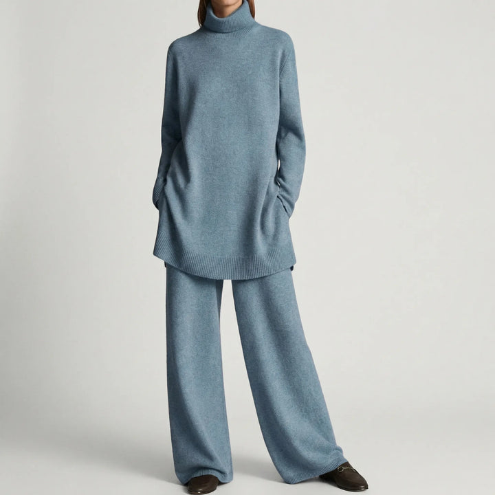 Pullova - Turtleneck Sweater And Wide-Leg Pants Set