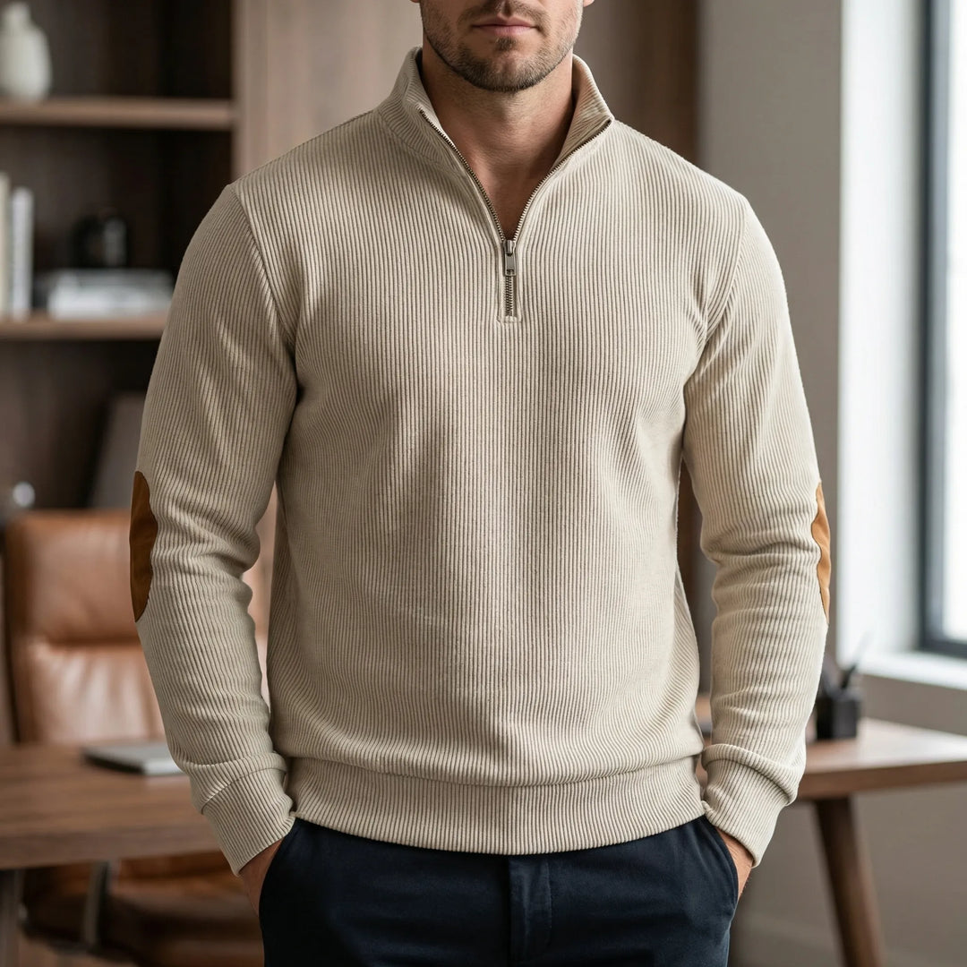 Quartzen - Quarter-Zip Ribbed Knit Pullover