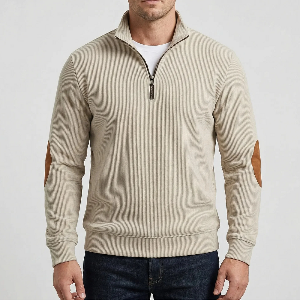 Quartzen - Quarter-Zip Ribbed Knit Pullover