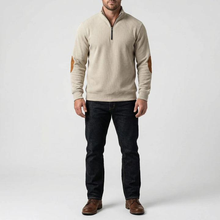 Quartzen - Quarter-Zip Ribbed Knit Pullover