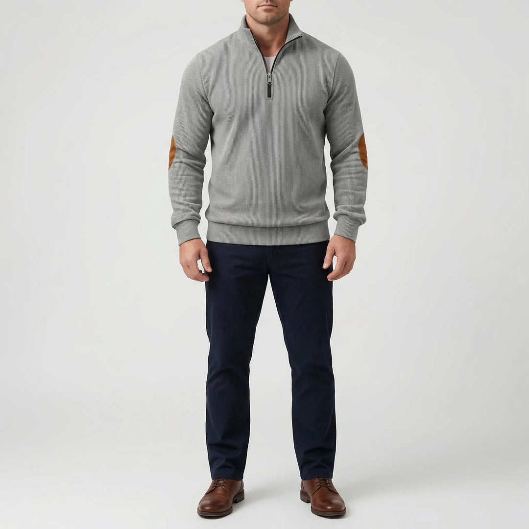 Quartzen - Quarter-Zip Ribbed Knit Pullover