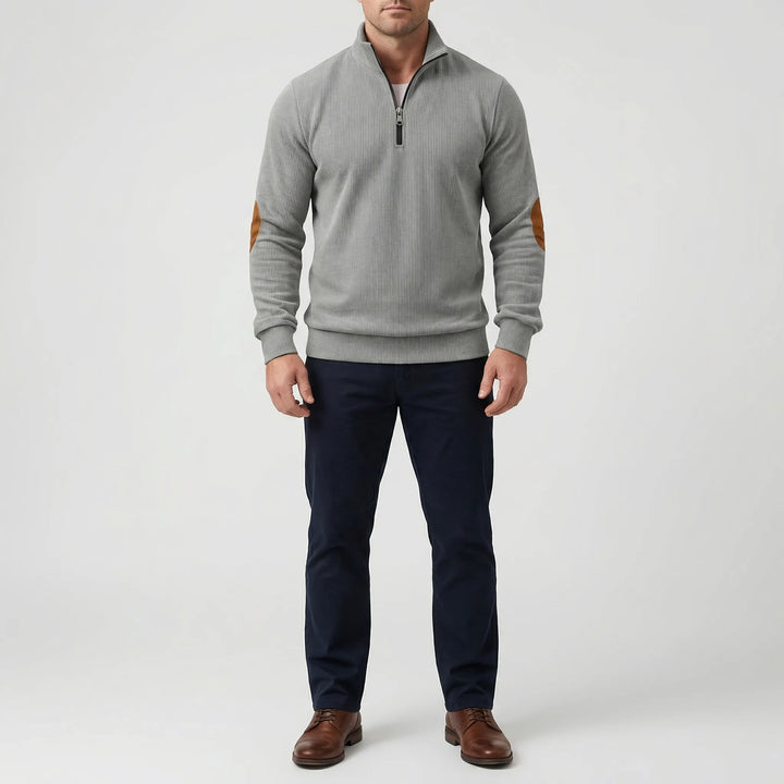 Quartzen - Quarter-Zip Ribbed Knit Pullover