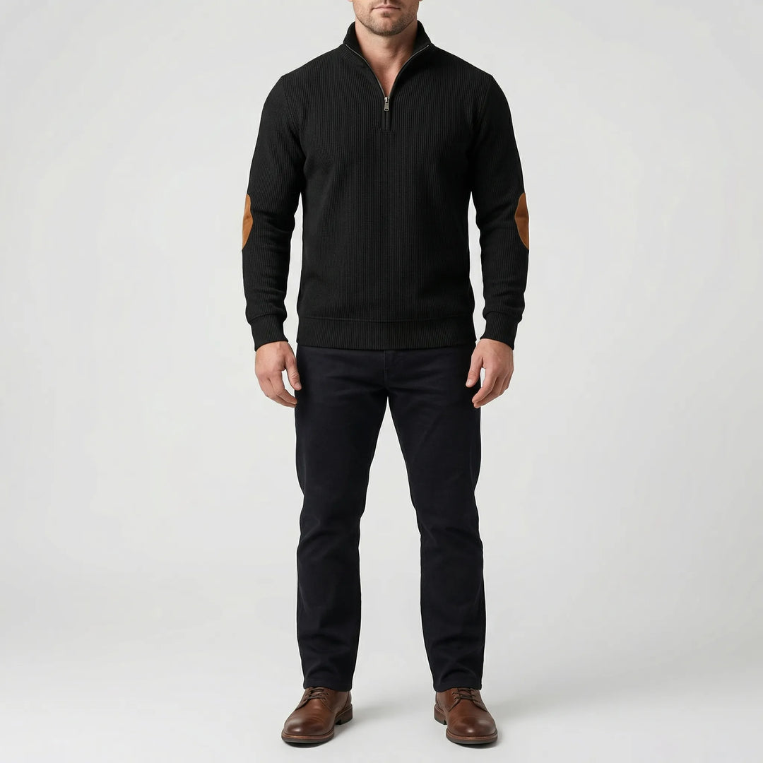 Quartzen - Quarter-Zip Ribbed Knit Pullover