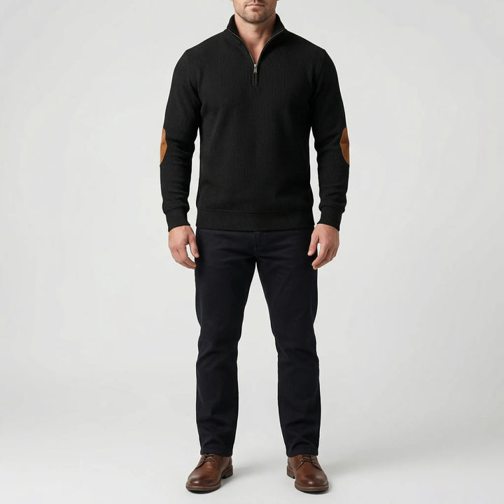 Quartzen - Quarter-Zip Ribbed Knit Pullover