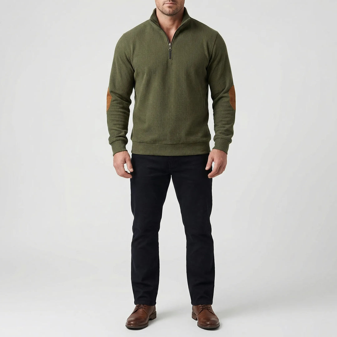 Quartzen - Quarter-Zip Ribbed Knit Pullover