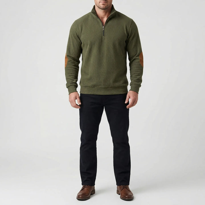 Quartzen - Quarter-Zip Ribbed Knit Pullover