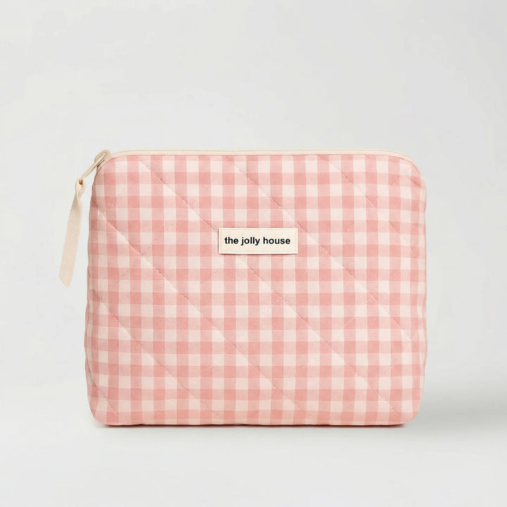 Quilara - Large Quilted Plaid Cosmetic Pouch
