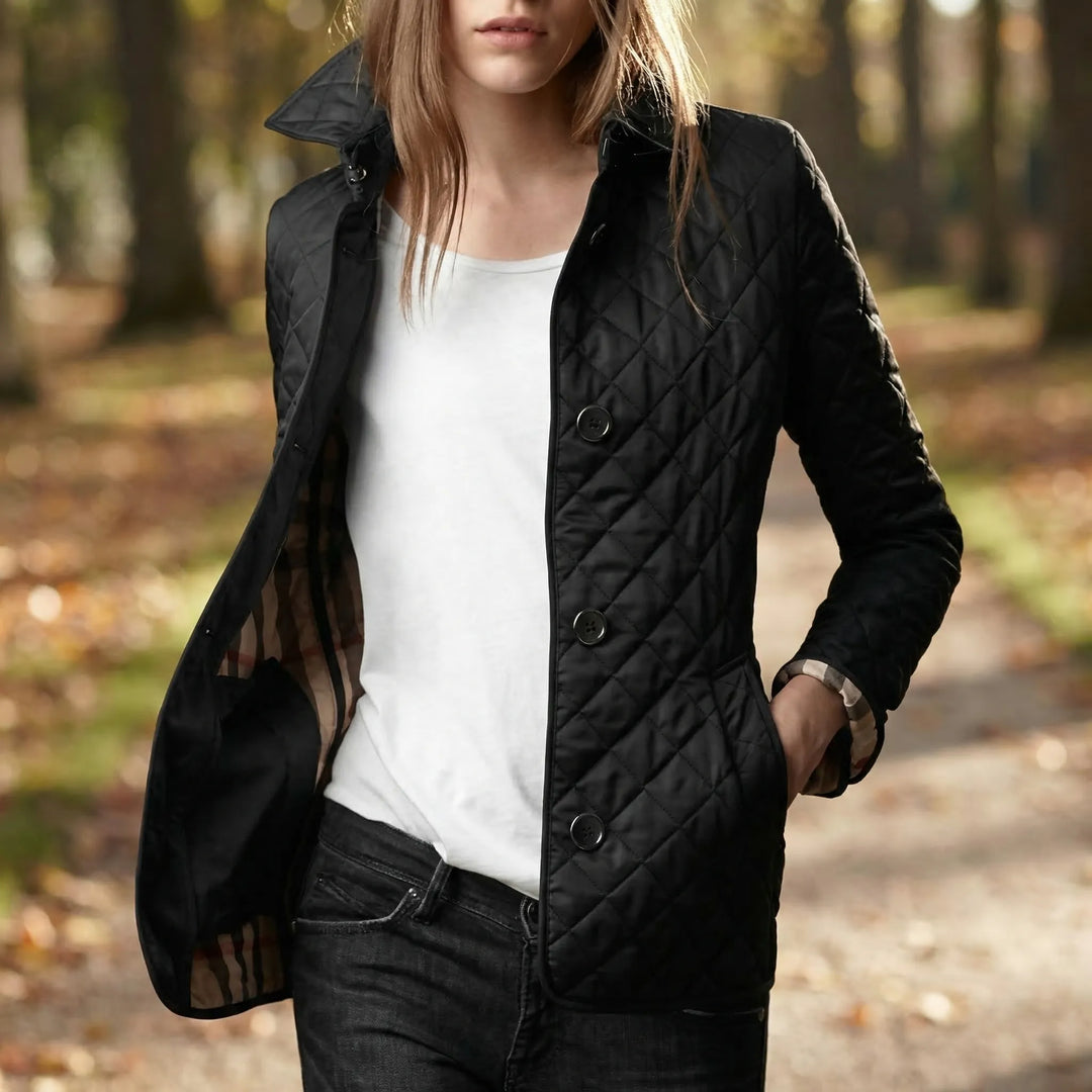 Quilvara - Relaxed Fit Quilted Snap-Button Jacket