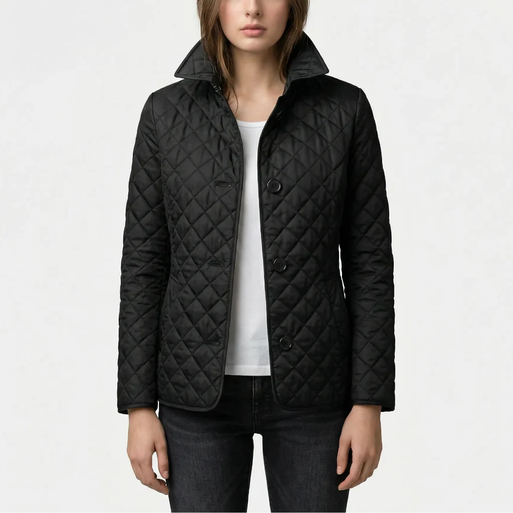 Quilvera - Diamond-Quilted Button-Up Jacket