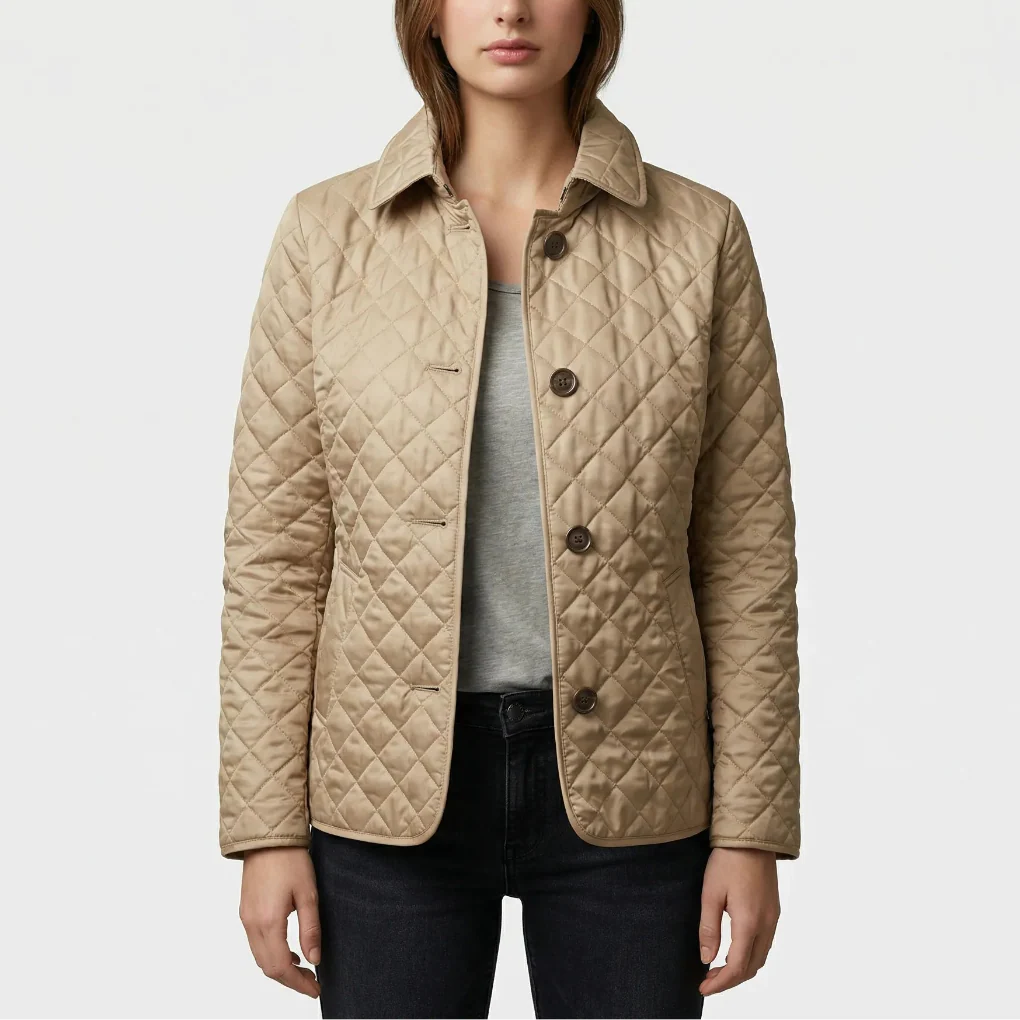 Quilvera - Diamond-Quilted Button-Up Jacket