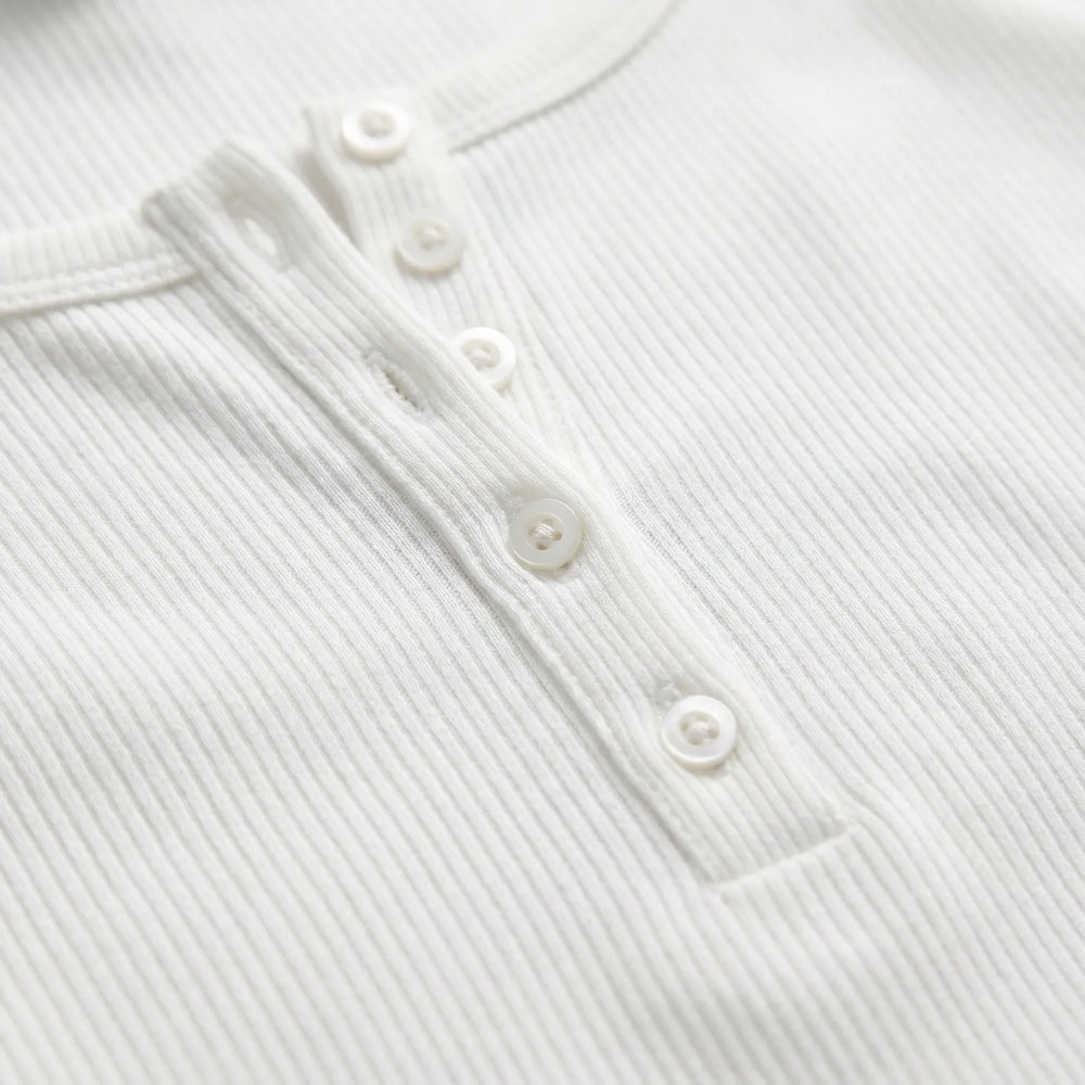 Riblyne - Ribbed Long Sleeve Henley Top
