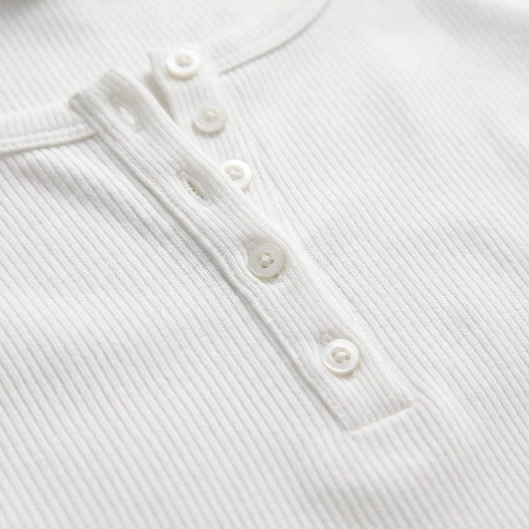 Riblyne - Ribbed Long Sleeve Henley Top