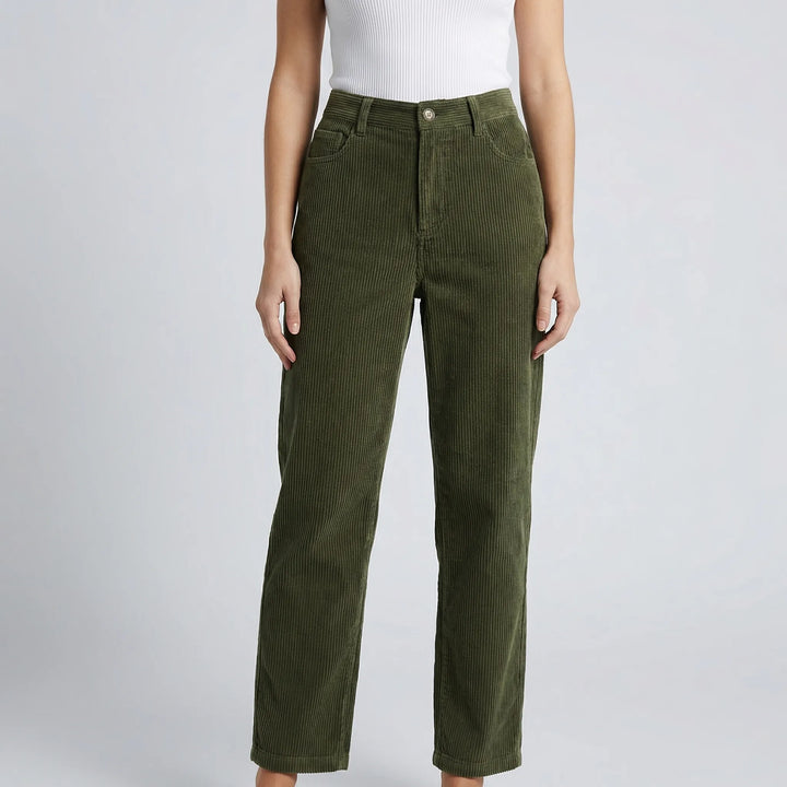 Ridgelle - High-Rise Straight-Leg Corduroy Pants