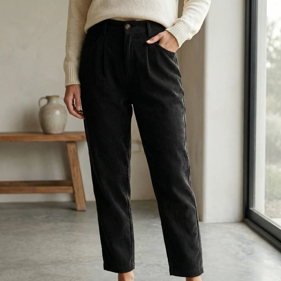 Ridgelle - High-Rise Straight-Leg Corduroy Pants