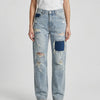 Vintage Tvätt Vidbenade Rivna Jeans