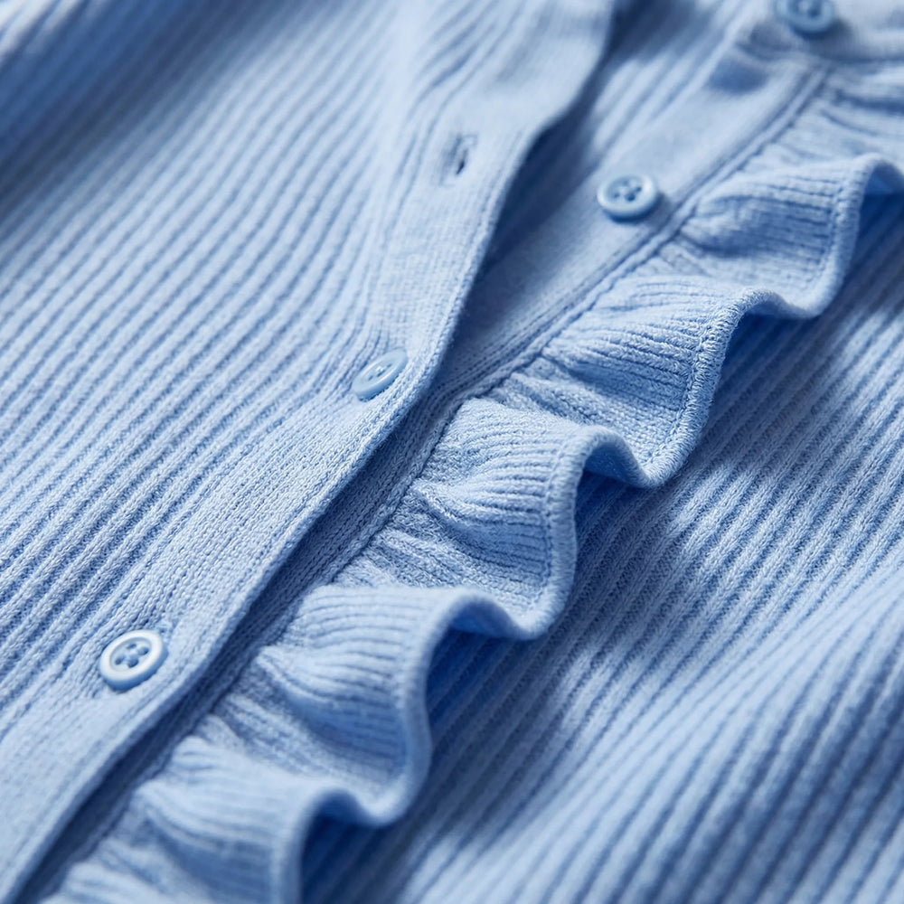 Ruffella - Long-Sleeve Ruffle-Trim Button-Up Blouse