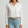 Långärmad Ruffle-Trim Knapp-Up Blus
