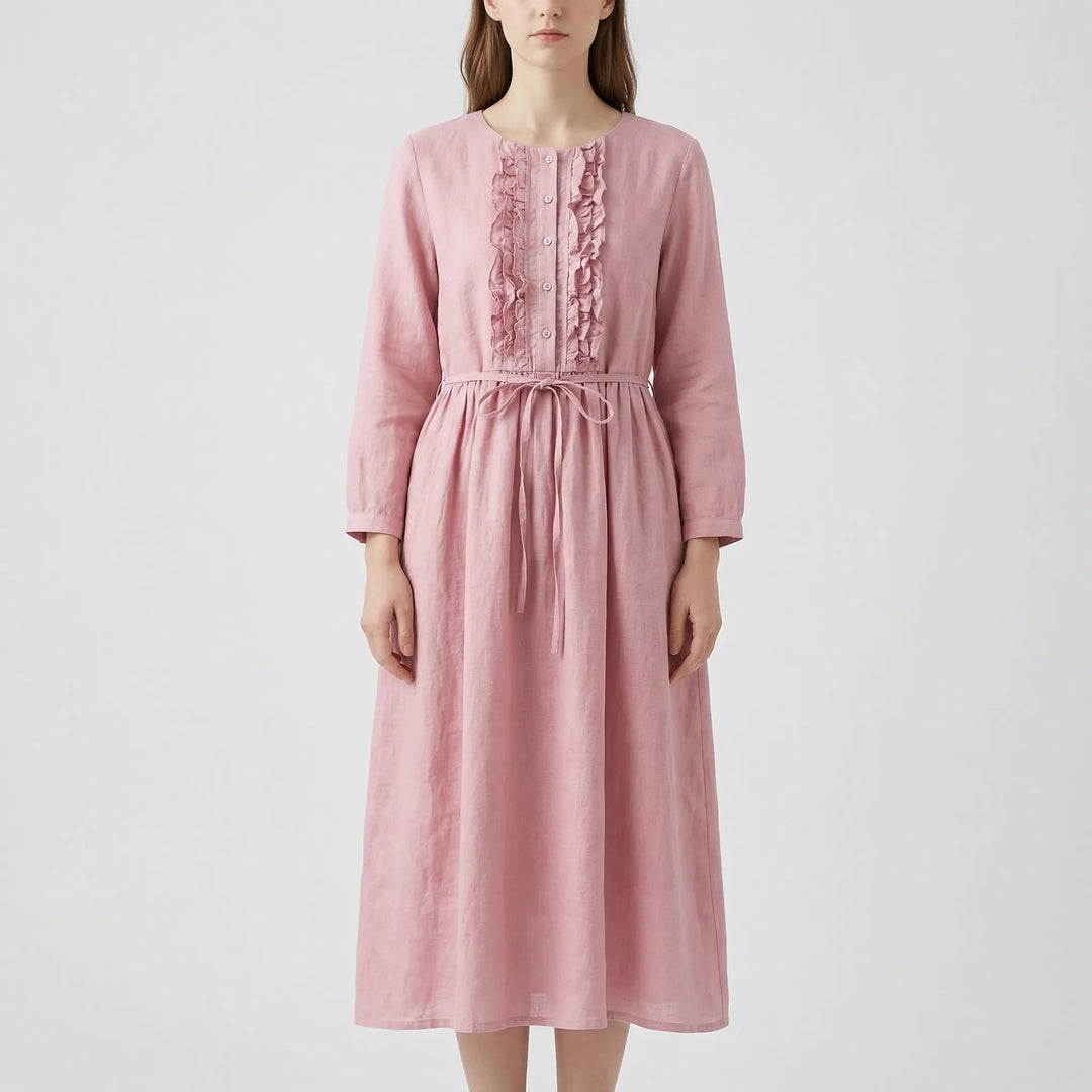 Ruffetta - Ruffled Front Button-Down Dress