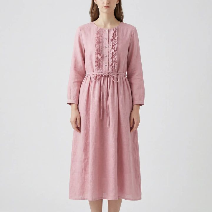 Ruffetta - Ruffled Front Button-Down Dress