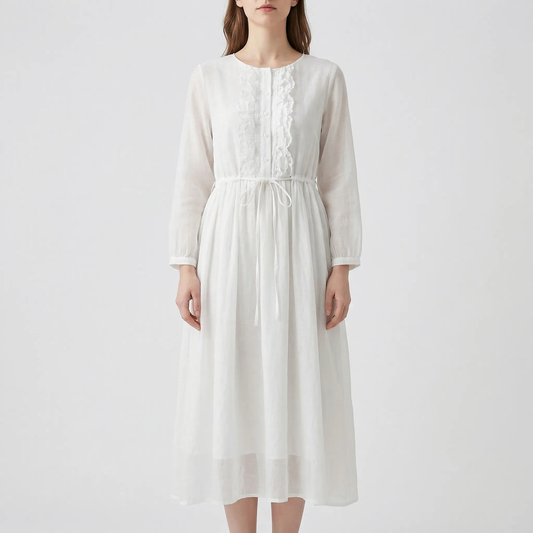 Ruffetta - Ruffled Front Button-Down Dress