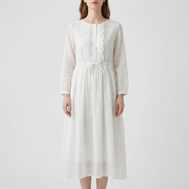 Ruffetta - Ruffled Front Button-Down Dress