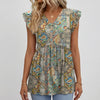 Flutter Sleeve V-Hals Blus