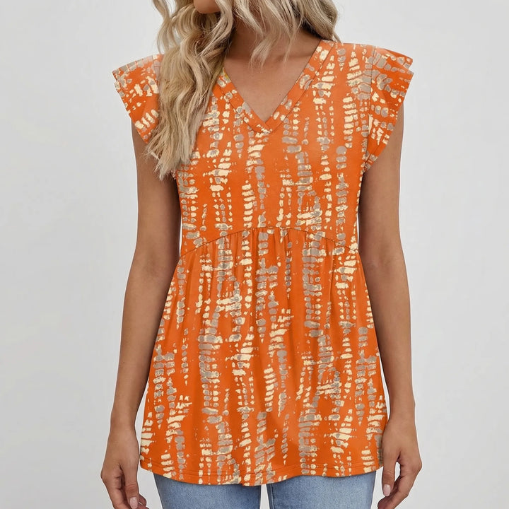 Ruffette - Flutter Sleeve V-Neck Blouse