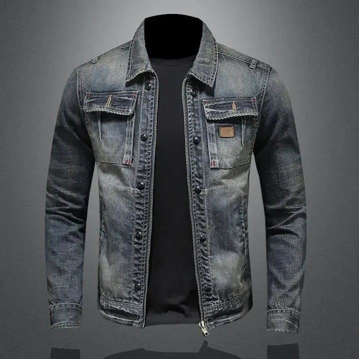 Bröstfickor - Klassisk Denimjacka för Män