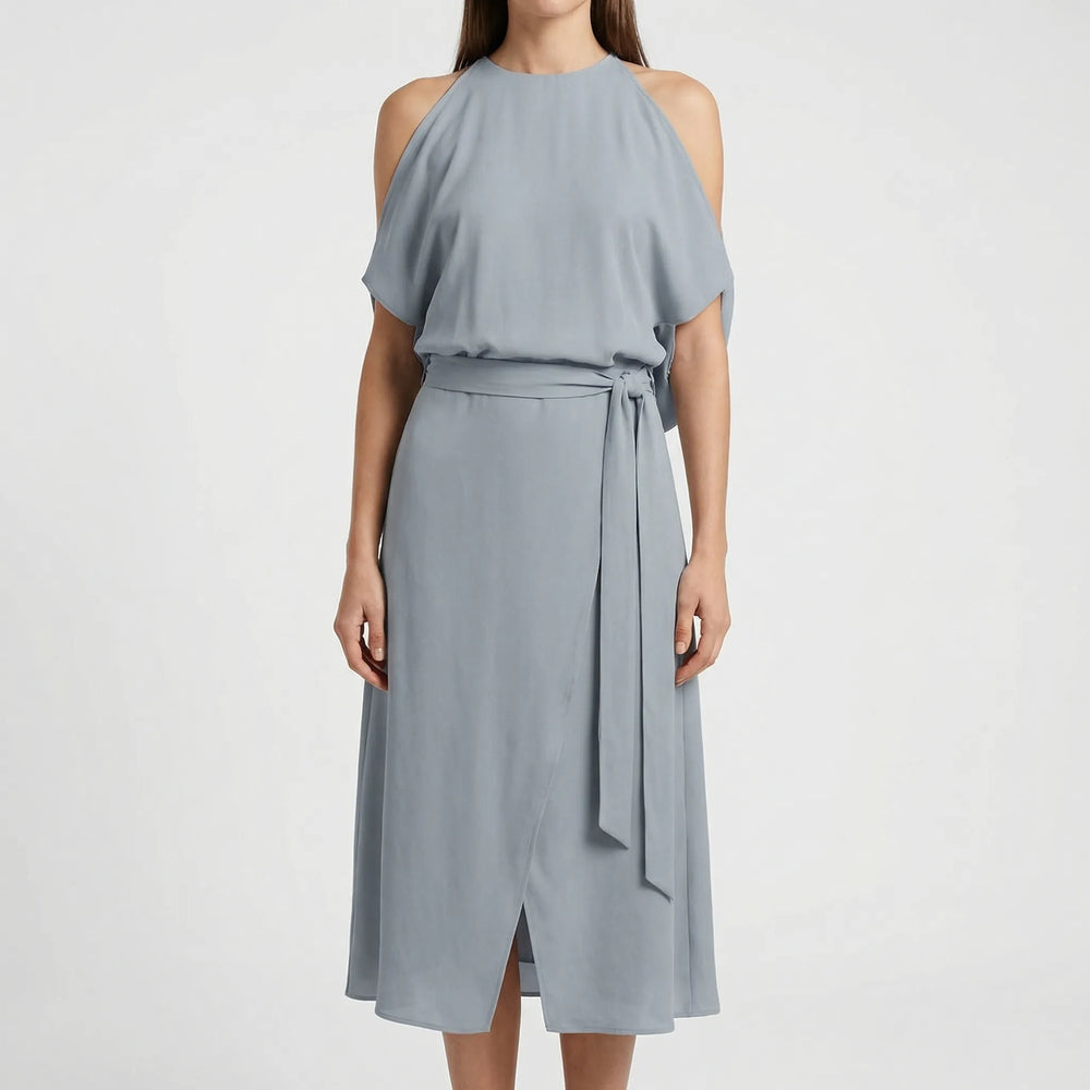Saphine - Cold-Shoulder Halter Top Asymmetric Set