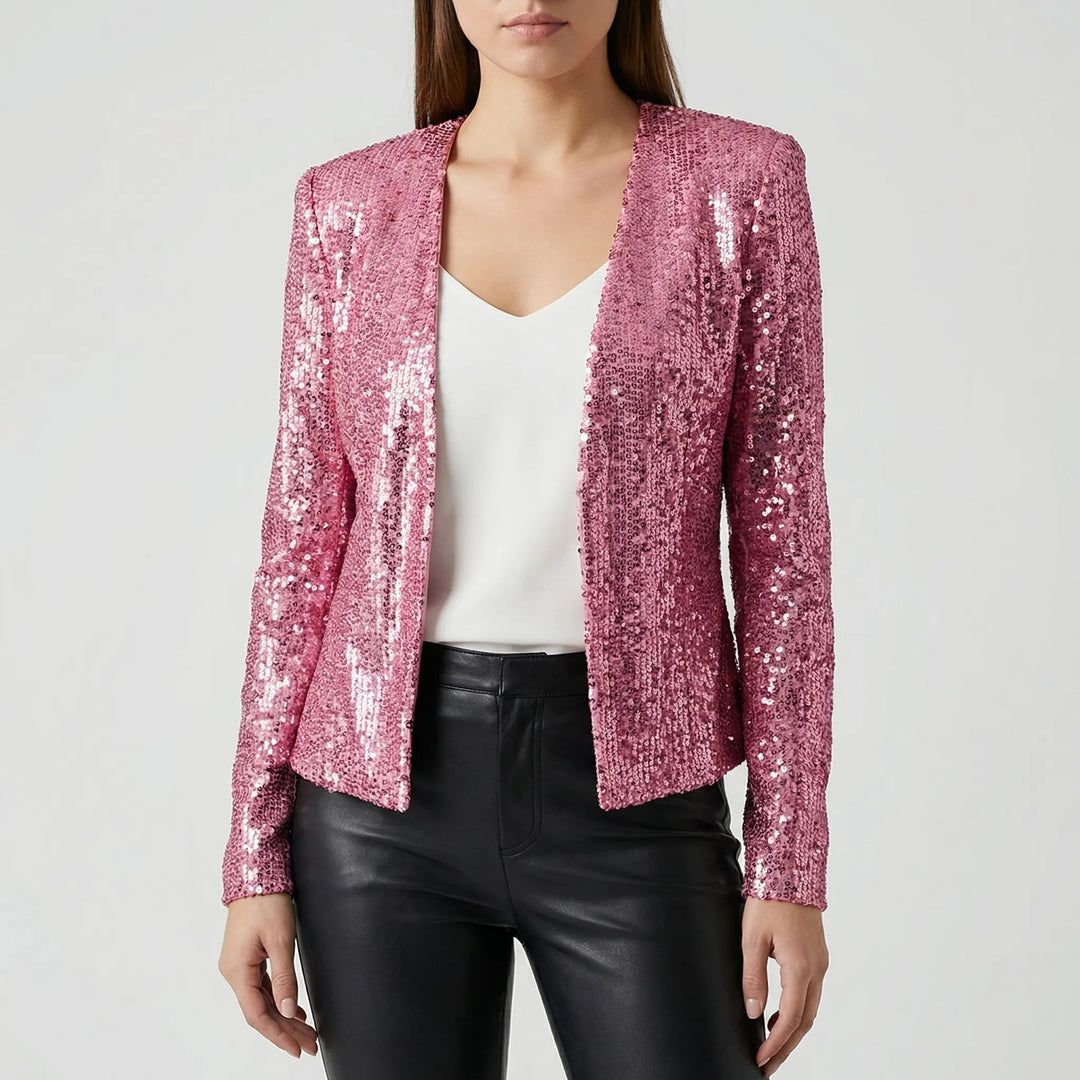 Sequiva - Sequin Embellished Open-Front Jacket