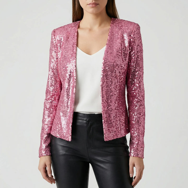 Sequiva - Sequin Embellished Open-Front Jacket
