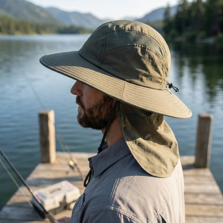Shadovex - Wide Brim Hat With Neck Flap