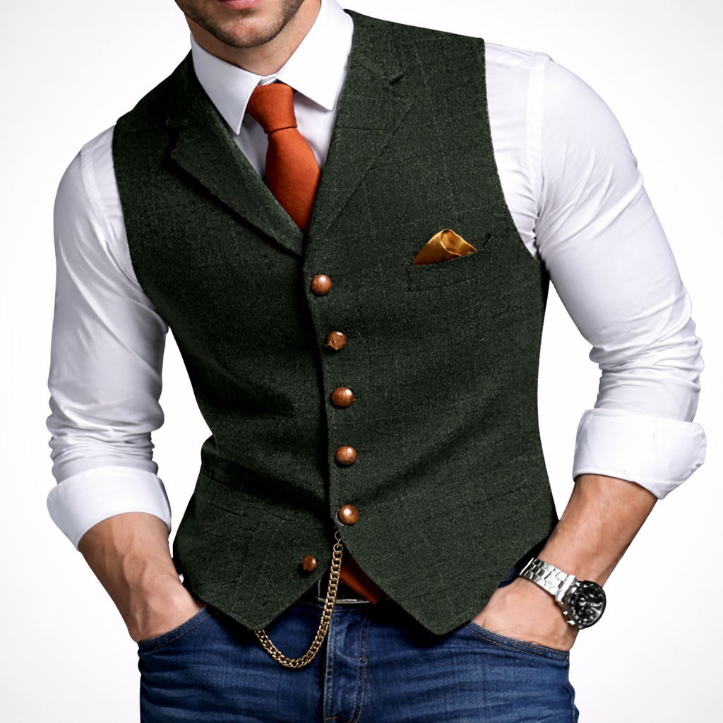 Herrars Slim Fit Knapp Väst