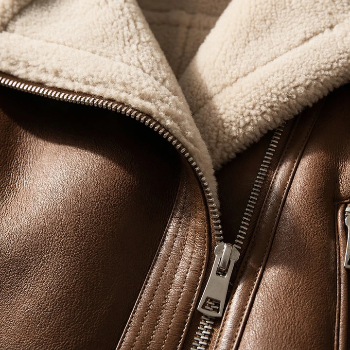 Shearlix - Shearling-Lined Zip-Front Moto Jacket