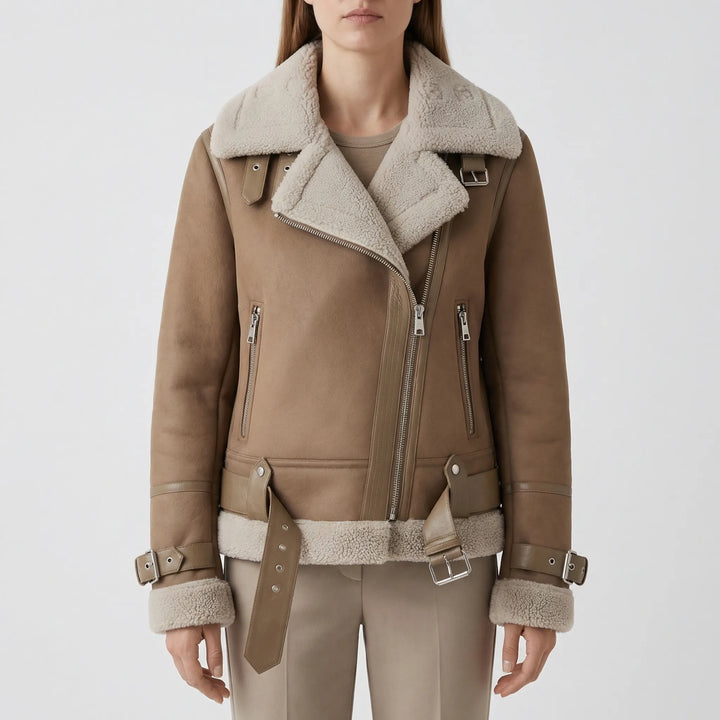 Shearlix - Shearling-Lined Zip-Front Moto Jacket
