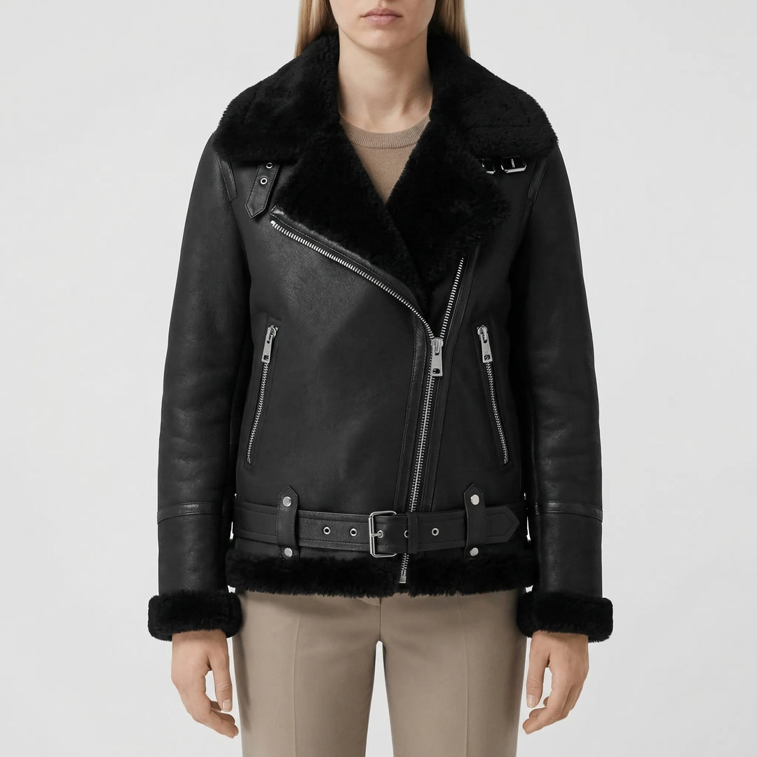 Shearlix - Shearling-Lined Zip-Front Moto Jacket