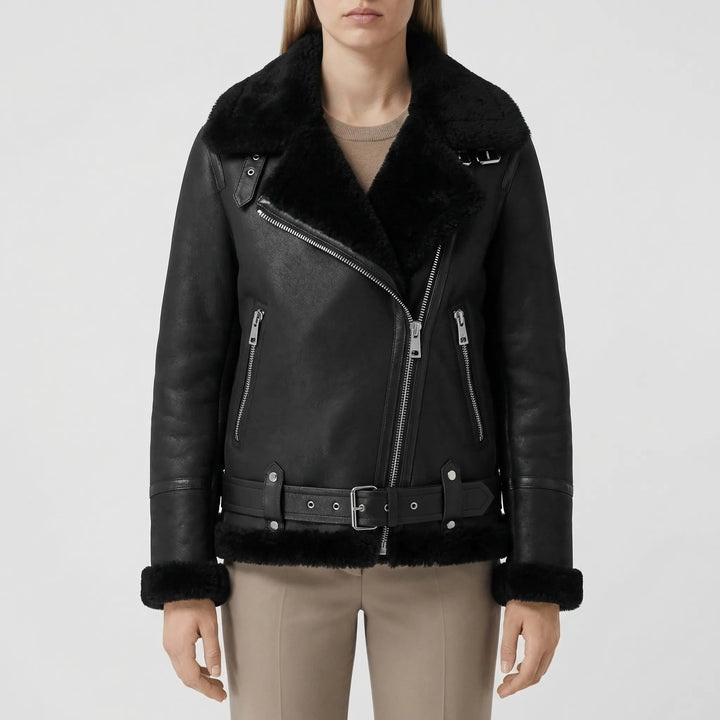 Shearlix - Shearling-Lined Zip-Front Moto Jacket