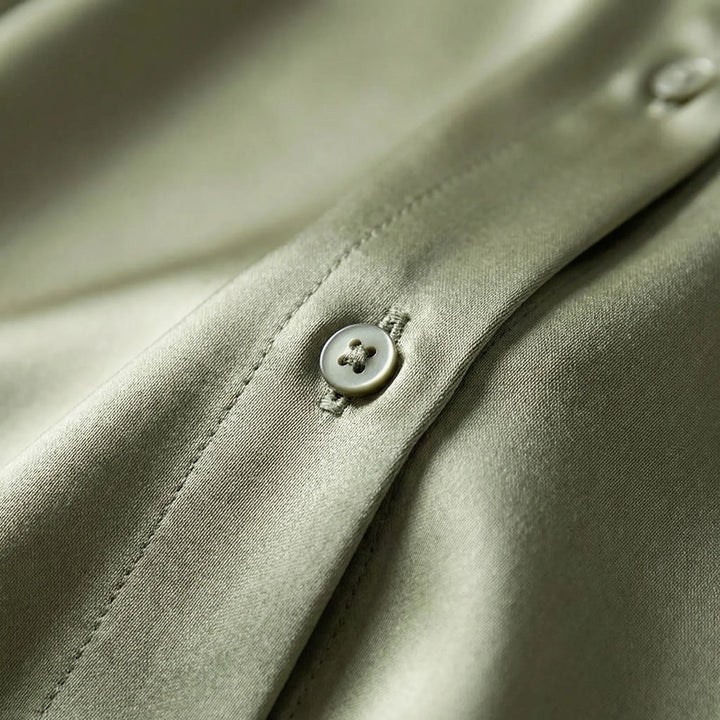 Sheenova - Long-Sleeve Button-Front Satin Blouse