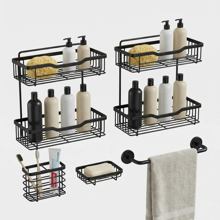 Shelvrix - Adhesive Wall-Mounted Shower Caddy Set