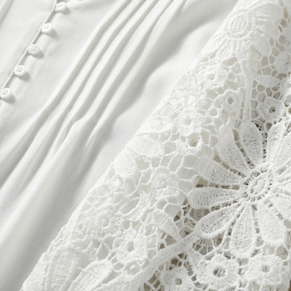 Sheriva - Sheer Lace Sleeve Floral Blouse