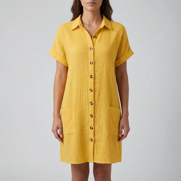 Shirtelle - Button-Front Midi Shirt Dress