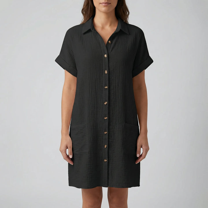 Shirtelle - Button-Front Midi Shirt Dress